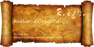 Rodler Árpád névjegykártya