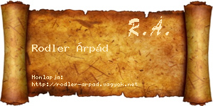Rodler Árpád névjegykártya